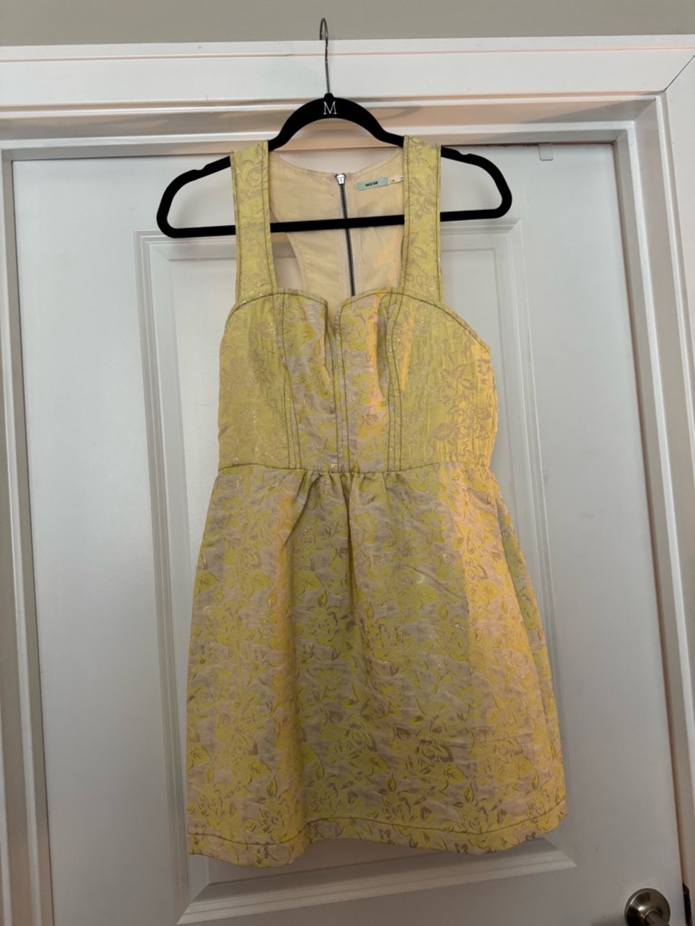 Kimchi Blue Yellow Jacquard mini dress